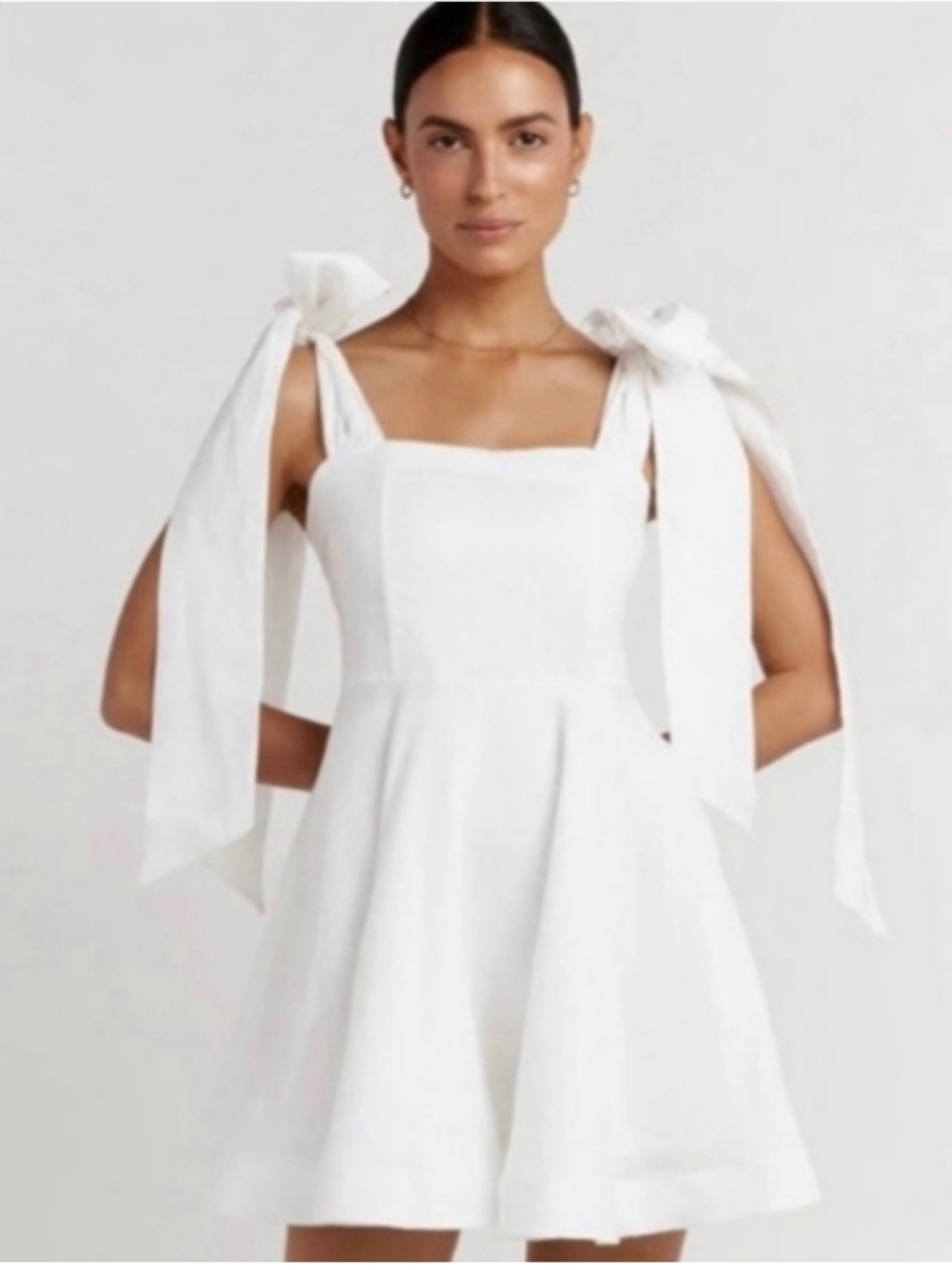 DISSH White Tie-Shoulder Square-Neck 100% linen